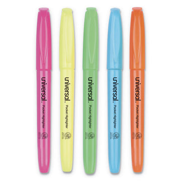 Universal™ Pocket Highlighters, Fluorescent Orange Ink, Chisel Tip, Orange Barrel, Dozen freeshipping - TVN Wholesale